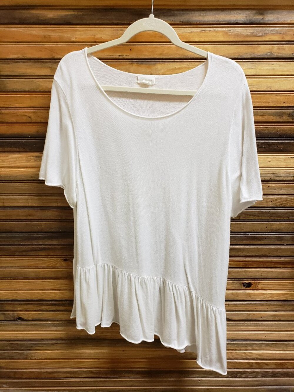 Caslon Ivory White Asymmetrical Peplum Raw Edge Tunic Tee Size XL